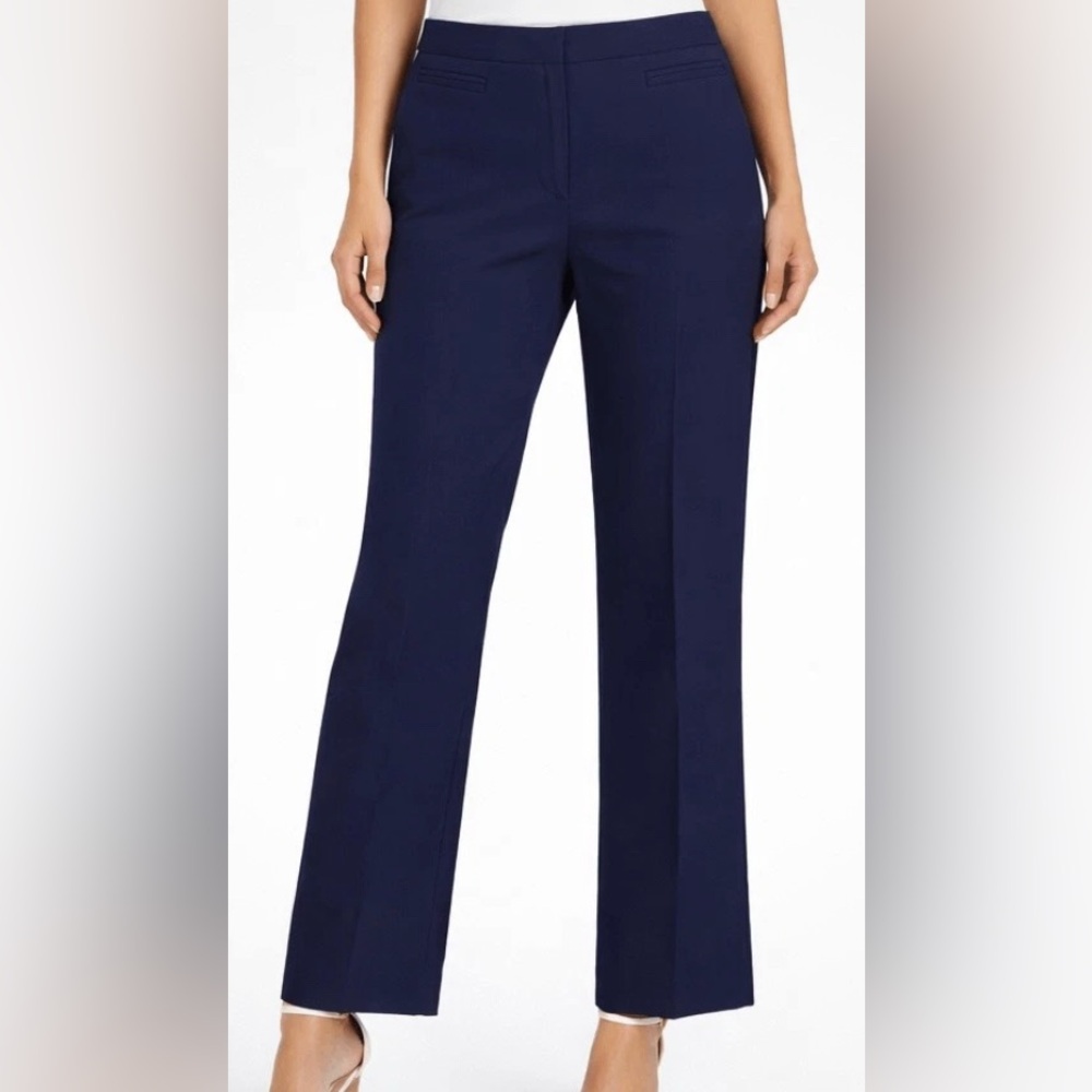 ELLEN TRACY DRESS MODERN TROUSER MID-RISE PANTS WOMENS NAVY BLUE COLOR SIZE 4